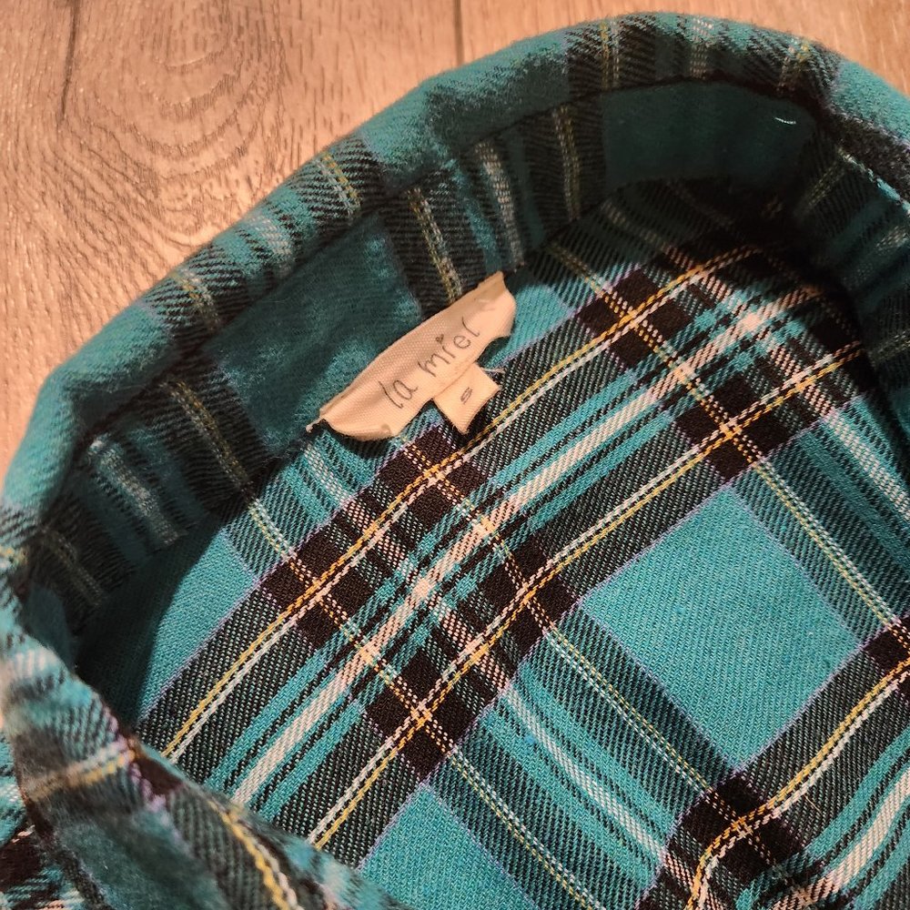 La Miel Split Plaid Boyfriend Top - image 3